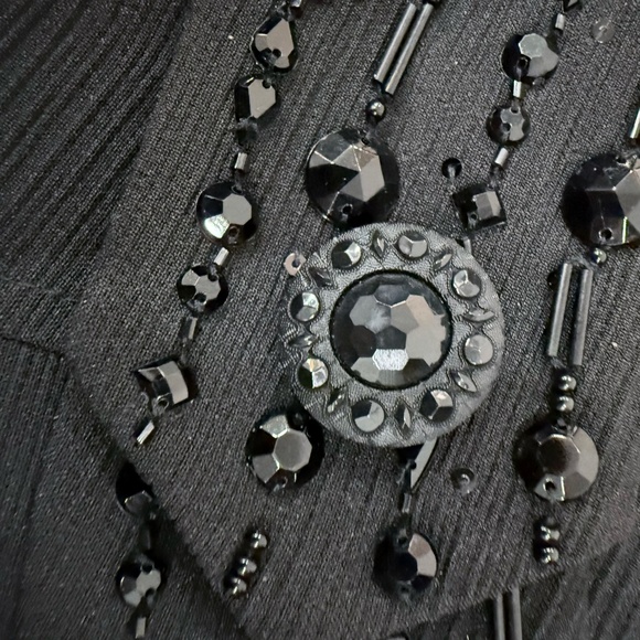 Tahari by Arthur Levine Jeweled Neckline Black Dress. Size 12 Petite. - Picture 6 of 7